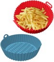 2PCS Silicone Pot, Air Fryer Silicone Liners Round, Non Stick Air Fryer Basket For Oven for Air fryer Oven Accessories (Blue+Red)