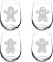 MIP Set of 4 Wine Glass Goblet Gingerbread Christmas Collection (17 oz Stemless)