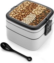 Bento Lunch Box for Women Lunch Containers for Adults Various Nut Patterns Double Layered Lunchbox Large Capacity Bento Box with Cutlery for Work Picnic Camping Travel