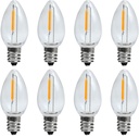 KGC 8 Pack LED Night Light Bulbs, C7 Shatterproof Replacement Led Light Bulb for String Light, E12 Base Salt Lamp Bulbs, 0.6W Equivalent to 7W, Warm White 2200K, 50LM.