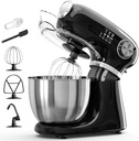 Kismile Stand Mixer, 5.5-Quart Electric Mixer with 12 Speeds, Tilt-Head Design & Stainless Steel Bowl – Includes Dough Hook, Whisk, Beater – Powerful Baking Mixer for Cakes, Bread, Dough (Deep Black)