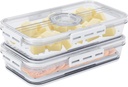Cheese and Lunch Meat Container for Refrigerator with Drain Tray,Clear Deli Meat Storage Organizer, Airtight Bacon Keeper, Cold Cuts and Sandwich Meat Fridge Containers for Organizing