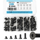 M6 x 8mm 12mm 16mm 20mm 25mm Flat Head Hex Socket Cap Screws Countersunk Bolts, 10.9 Grade Alloy Steel, Black Oxide Finish, Metric Allen Drive, Fully Threaded, Assortment Kit 50Pcs