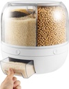 Rotary Dry Food Storage, Round 360 Food Rotary Dispenser, 6 Compartment Cereal Storage Box Dispenser Countertop, Cereal Organizer and Dispenser, for Storage of Rice, Red Beans, Soybeans