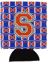 Caroline's Treasures CJ1083-SCC Letter S Football Green, Blue and Orange Can or Bottle Hugger Cooler Washable Drink Sleeve Collapsible Beverage Insulated Holder, Can Hugger, Multicolor