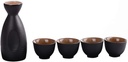 Japanese Sake Cup Set 5 Piece Porcelain Pottery Traditional Ceramic Cups Crafts Wine Glasses Japanese Sake Set with 1 Sake Serving Bottle and 4 Sake Cups