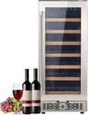 GALPADA Wine Cooler Refrigerator with Glass Door, 33 Bottle Wine and Beverage Refrigerator Freestanding, 96L Wine Chiller Fridge, Adjustable-Shelves Wine Cellar for Bottles, Home Bar Party