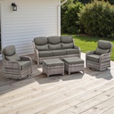 Rilyson Wicker Outdoor Patio Furniture Set - 5 Piece Patio Conversation Sets with Swivel Rocker Chairs, Ottomans and Sofa, 6 inch Cushions, Waterproof Wicker, for Porch Deck Mixed Grey/Grey