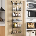 Over The Door Pantry Organizer,6-Tier Wall Mount Spice Rack Seasoning Shelves Pantry Organization and Storage Heavy-Duty Adjustable Hanging Baskets for Home & Kitchen, Laundry Room Bathroom