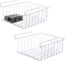 Lonians 2-Pack Under Shelf Hanging Storage Baskets - Metal Wire Rack Organizer for Kitchen, Pantry, Cabinet, Bathroom, Desk - Space Saving Shelf Extender (White, Large)