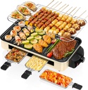 Electric Indoor Grill 1500W -2 in 1 Smokeless Indoor Grill for Kitchen with Non-stick Removable Grill & Griddle Plate,Temperature Control Korean BBQ Grill with 3 Cheese Pans Dishwasher Safe