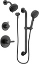 Peerless PTT24247 Precept Pressure Balanced Shower System with Shower Head, Hand Shower, Slide Bar, Shower Arm, Hose, and Valve Trim - Matte Black
