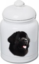 Best of Breed Newfoundland Dog and Cat Ceramic Treat Jar 9" Tall Air Tight Seal All White