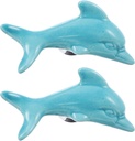 Cabilock 2Pcs European Style Ceramic Dolphin Cabinet Handles Ocean Decor Drawer Pulls for Kitchen Bathroom Furniture