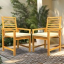 Tranquillo Solara Acacia Wood Outdoor Chair Set of 2 with Cushions – 500lbs Capacity, Weather-Resistant Patio Chairs for Garden, Deck, or Porch