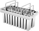 ‌Dfmyhked Commercial 20-Cavity Stainless Steel Popsicle Molds, 304 Food-Grade Ice Lolly Popsicle Mould, Ice Cream Maker Mold Stick Holder for Home, Shop Use (Silver)