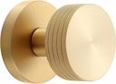 Knurled Brass Privacy Door Knob – Solid Brass Industrial Style Handle with Brushed Finish – Fixed 60mm Backset for Bedroom & Bathroom Doors (Brushed Brass, Privacy-2.375 in)