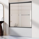 56-60" W x 58" H Semi-Frameless Sliding Bathtub Shower Door, Bathroom Glass Shower Door for Bathtub with 1/4'' (6mm) Clear SGCC Tempered Glass, Matte Black, Shower Doors can be Installed Left/Right