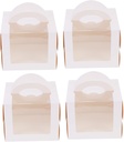 GLEAVI 4Pcs Decorative Birthday Cake Boxes with Window White Cake Storage Cases for Desserts Multi Purpose Packing Boxes for Weddings Parties and Special Occasions