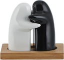 Cute Salt and Pepper Shakers,Easy to Refill and Dispenser Shaker Set,Home Decorative Dispenser for Kitchen white and Black