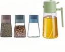 Set of 4 Olive Oil Sprayer & Glass Spice Jars for Cooking, 2 in 1 Olive Oil Dispenser for Kitchen Gadgets, Air Fryer, Salad, and BBQ, Sugar and Salt Container for Kitchen Counter (4)