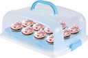 Cake Carrier with Lid, Blue Cake Holder Cupcake Container for 12 Cupcakes or 1 Large Cake Pie Pizza Tart 2 in 1 Portable Dessert Container for Cake Pie Muffin