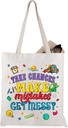 WCGXKO Teacher Gift Take Chances Make Mistakes Get Messy Canvas Tote Bag