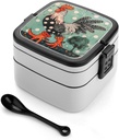 Bento Lunch Box for Women Lunch Containers for Adults Red Cowboy Boots Double Layered Lunchbox Large Capacity Bento Box with Cutlery for Work Picnic Camping Travel