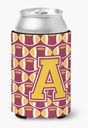 Caroline's Treasures CJ1081-ACC Letter A Football Maroon and Gold Can or Bottle Hugger Cooler Washable Drink Sleeve Collapsible Beverage Insulated Holder, Can Hugger, Multicolor
