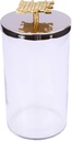 6.25" Glass Canister and Stainless Steel Lid with Mosaic Design