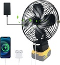 Portable Cordless F-an for Dewalt 20V Battery, Cordless Works Fan Ba-ttery Powered F-an,20W 3500RPM Brushless Motor Fan with Low Voltage Protection,USBPort for Industrial,(No Battery)