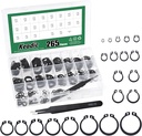 Keadic 266Pcs 21 Sizes Alloy Steel C-clip External Retaining Rings Assortment Kit, [M4 to M28] Circlip Snap Rings C Clips for Grooved Shafts Pins Studs