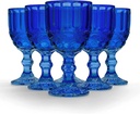 Elle Decor Stylish Glass Goblets, Set of 6-8.4oz Stemmed Wine Glasses for Red/White Wine - Elegant Drinkware for Entertaining, Special Occasions, Dinner Parties, Summer Celebrations (Blue)