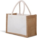 TopTie 12 PCS Small Jute Tote Bags, White Canvas Mini Tote Gift Bag 8.6 x 6.3 x 5.1 Inches