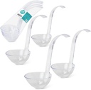 Fit Meal Prep Plastic Punch Bowl Ladle - Clear Serving Spoon for Dressings, Soup, Sauce, Fruit Juices in Cocktail Parties Banquets Catering, Disposable Commercial Grade Acrylic Scoop [Pack of 4] 5 oz