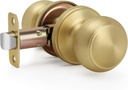 Non-Locking Passage Door Knob, Flat Ball Interior Door Knob Without Keys, Round Doorknob for Hallway/Closets, Satin Brass