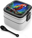 Parrot Stackable Bento Box Double-layered Leak-Proof Lunch Box 1L Capacity Portable Lunchbox Durable Drop-Proof for Work Picnic Travel