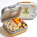 Bentoheaven Premium Bento Lunch Box for Kids, 9 Designs, Leak-proof 3-4 Compartments, Divider, Ideal size 30oz, Microwave/Dishwasher Safe Kids Bento Box (Loncheras Para Niños/Niñas)[Orange Gray]