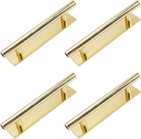 MOROBOR Self-Adhesive Long Handles,4pcs Gold Plastic Convenient Opening Stick-on Handles with Plate for Kitchen Cabinet Window Sliding Closet Door