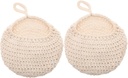 Unomor 2pcs Handwoven Cotton Rope Hanging Basket Teardrop Net Bags for Kitchen Wall Storage Decorative Fruit Hammock and Soft Rope Holder Space-saving Organizer for