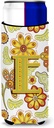 Letter E Floral Mustard and Green Ultra Beverage Insulators for slim cans