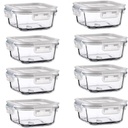 16PC Square Glass Storage Containers With Lids, 2 Cup Square Glass Food Containers With Lids, BPA free Small Meal Prep Bowls for leftovers, Dishwasher, Freezer Safe (8 lids & 8 Containers)
