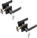 Matte Black Door Handle,Entry Door Lever for Bedroom,Exterior and Interior Door Knob with Lock(2 Pack Same Keys)