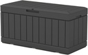 Patiowell 82 Gallon Resin Deck Box, Waterproof Large Wood Look Storage Box for Patio Furniture, Pool Accessories, Garden Tools and Sports Equipment, Lockable, Black