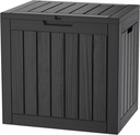 TARKARI 35 Gallon Lockable Resin Deck Box, Waterproof & UV-Resistant Outdoor Storage Box for Outdoor Cushion Storage, Garden Tools & Pool Accessories Storage, Black