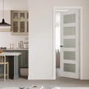 28" x 80" Prehung Door 5-Lite Tempered Frosted Glass Slab Doors with Jamb Kit, Solid Core Interior Door for Bathroom Pantry Laundry, Easy Assemble - Right Handed Silver Hinge