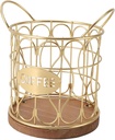 Coffee Pod Holder Modern Stable Coffee Capsule Storage Basket Decorative Wooden Base for Coffee Shop (Gold)