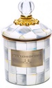 MACKENZIE-CHILDS Sterling Check Enamel Canister, Gray-and-White Kitchen Storage Container with Lid, Demi