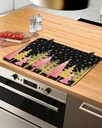 Christmas Countertop Burners Protection Mats for Kitchen, Christmas Tree Decoration Retro Pink Rubber Stove Top Cover Mat, Heat Proof Mats Cooktop Cover for Counter Dish Drying Mat, 31"x24"