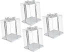 OUNONA 4 Pcs Transparent Cake Boxes Portable Clear Plastic Containers with Ribbon for Birthday Cakes and Oil Packaging for Desserts Cupcakes and Small Gifts